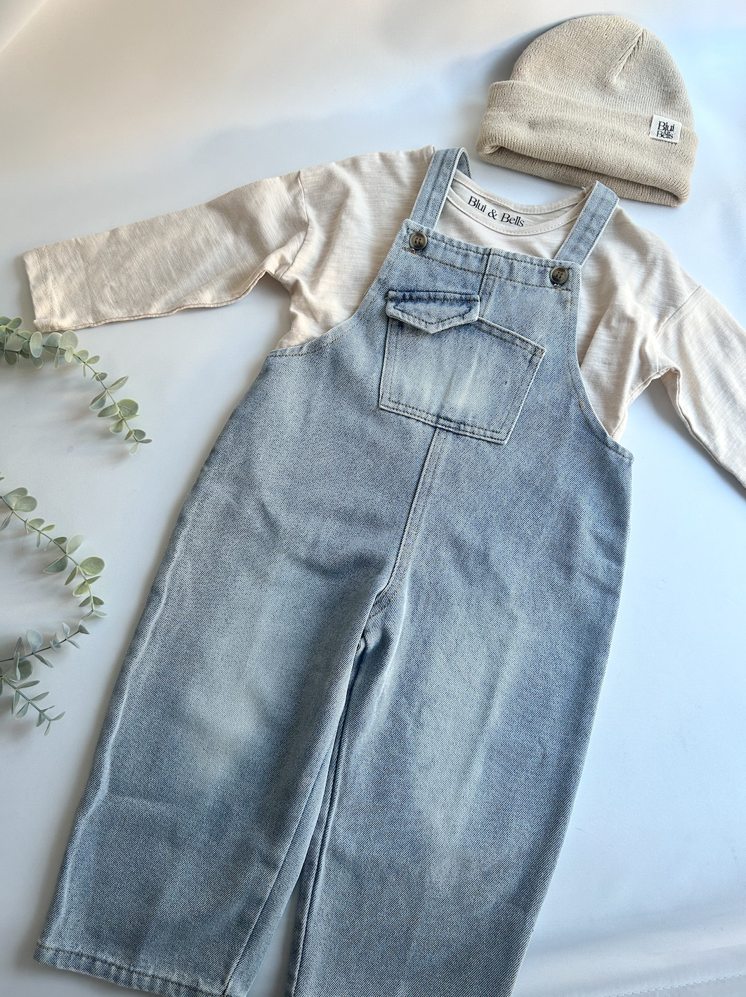 Denim wide leg Dungarees