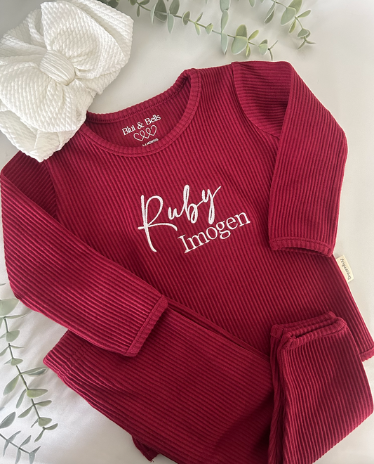 Ribbed Loungewear Set Script&Serif Name